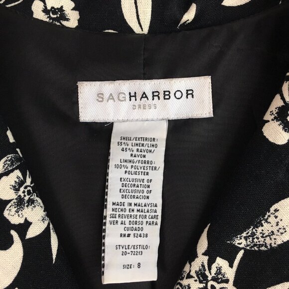 Sag Harbor Dress Linen Blend Button Front Lined Floral Women Size 8 - Picture 7 of 11